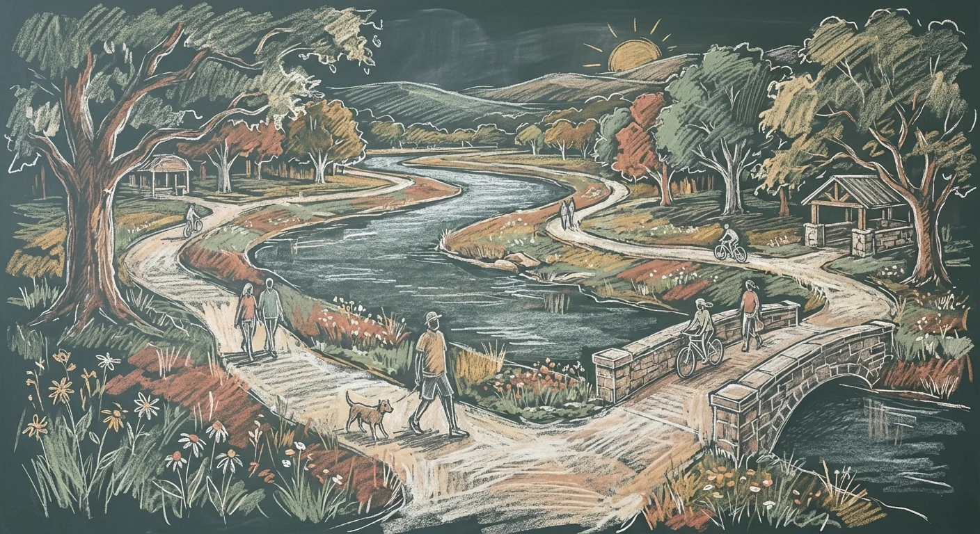 Canals at Grand Park chalk illustration